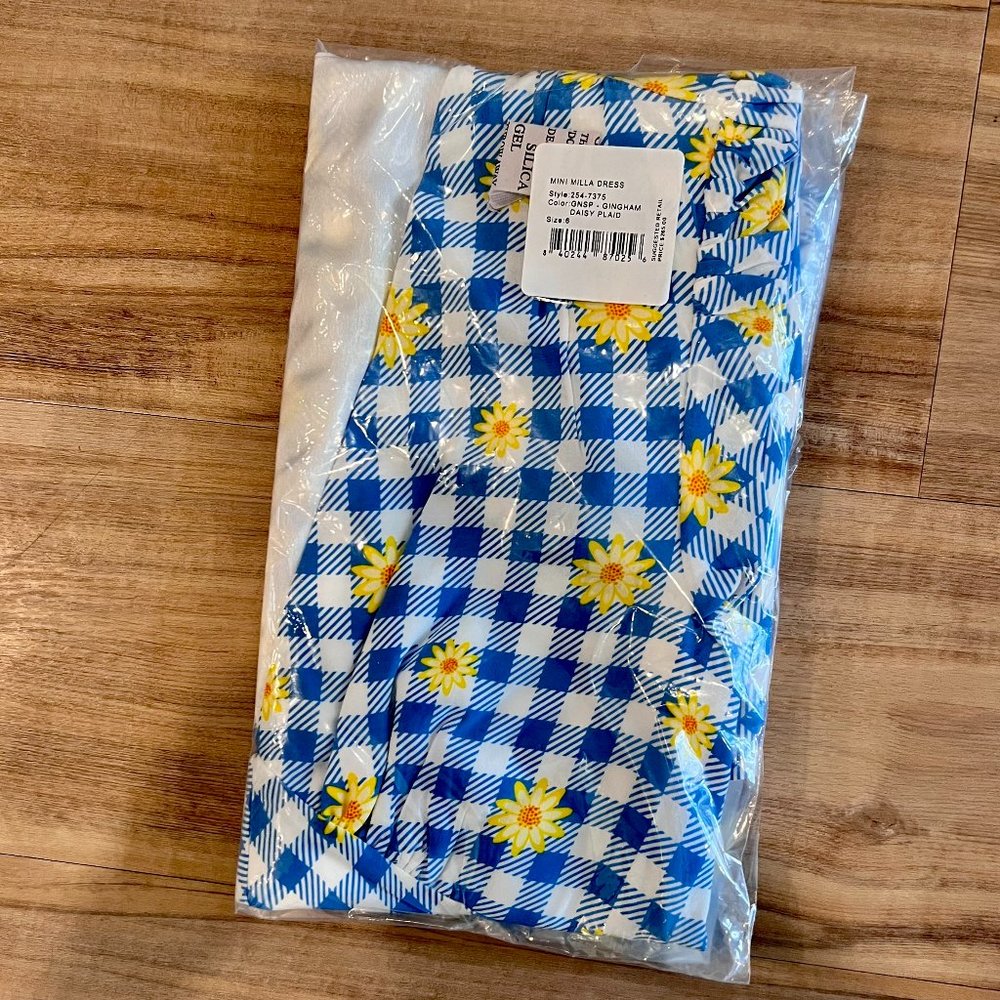 NWT Staud Milla Mini Dress in Gingham Daisy - Picture 4 of 6